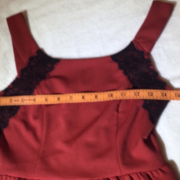 Cute Red Dress With Black Lace Trim - Picture 3 of 12
